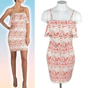 GUESS Floral Ruffle Bodycon Dress Sz 4